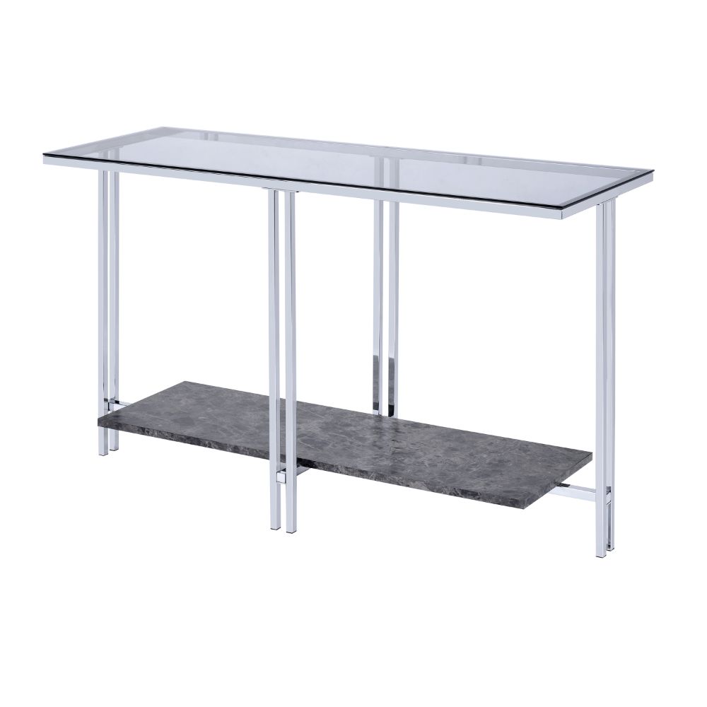 Acme - Liddell Sofa Table 83929 Glass & Chrome Finish