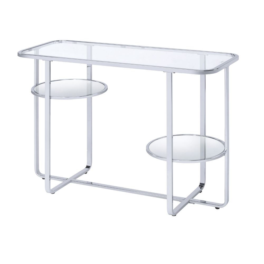 Acme - Hollo Sofa Table 83934 Glass & Chrome Finish