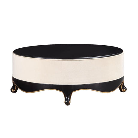 Acme - Sheridan Cocktail Table 83945 Cream Fabric & Black Finish