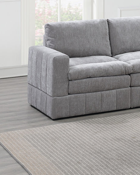 Contemporary Modular 6-Piece Sectional Sofa Set in Graphite Morgan Suede | Ideal for Living Rooms - sold by Home Elegance USA