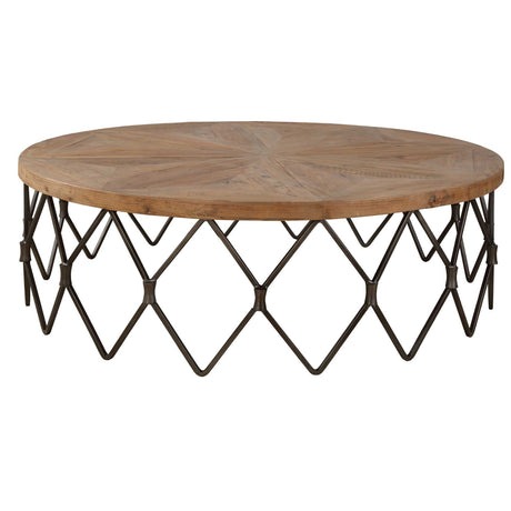 Chain Reaction Wooden Coffee Table - Light Brown by Uttermost - View 4
