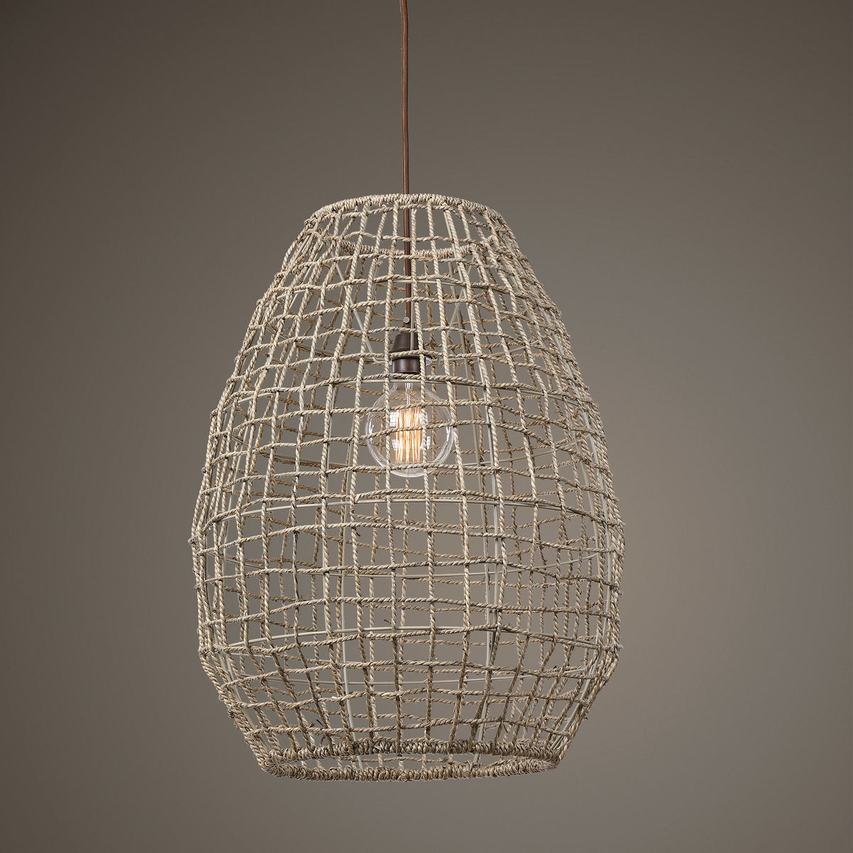 Cross Weave 1 Light Pendant - Beige by Uttermost - View 6