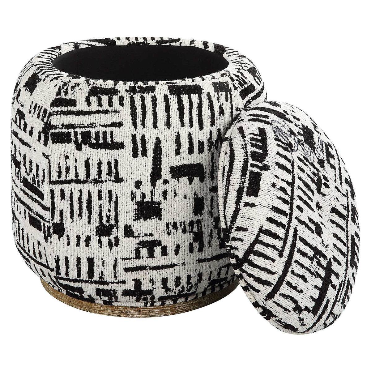 Dialogue Poof Ottoman - Black / White by Uttermost - View 5