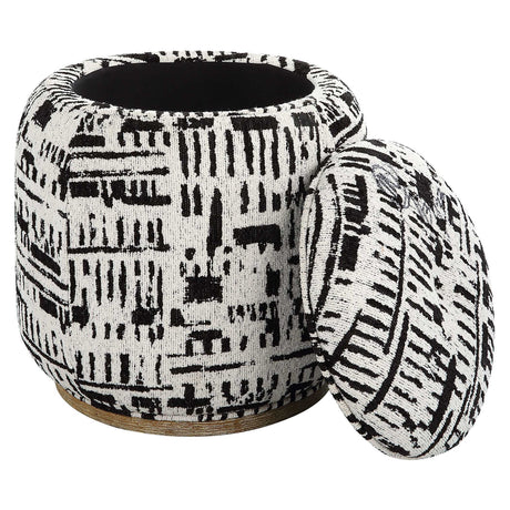 Dialogue Poof Ottoman - Black / White by Uttermost - View 5
