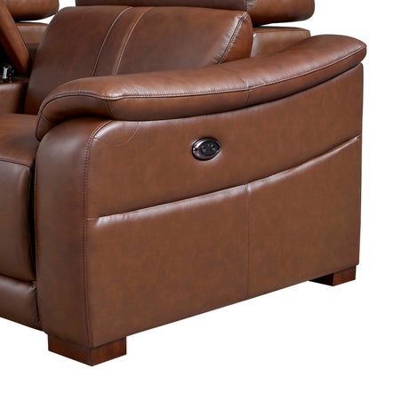 Leather Match Modular Sectional with Recliner Seat and Adjustable Headrest and Storage Console with Cup Holders - sold by Home Elegance USA