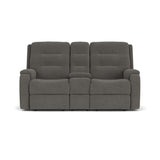 Arlo Transitional Fabric Reclining Loveseat With Console | Flexsteel