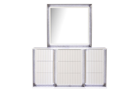 Fabio Contemporary Style Queen 4PC Bedroom set Made with Diamond-Shaped Side Accents, LED Lighting and Wood in White Finish(NJ INVENTORY) - sold by Home Elegance USA