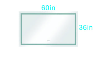 60 in. W x 36 in. H Frameless LED Single Bathroom Vanity Mirror in Polished Crystal Bathroom Vanity LED Mirror with 3 Color Lights Mirror for Bathroom Wall 60 Inch Smart Lighted Vanity Mirrors Dimm - W1272114900 - image - 1