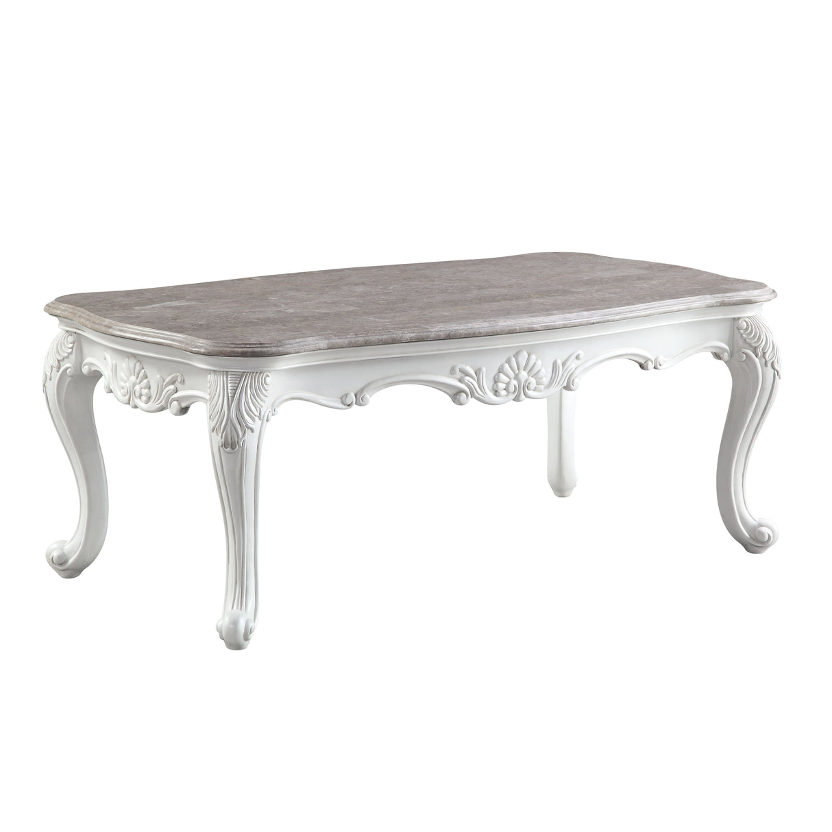 Acme - Ciddrenar Coffee Table 84310 Marble Top & White Finish