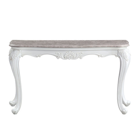 Acme - Ciddrenar Sofa Table 84313 Marble Top & White Finish