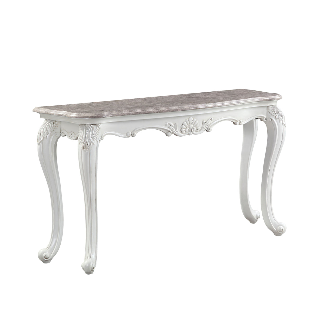 Acme - Ciddrenar Sofa Table 84313 Marble Top & White Finish