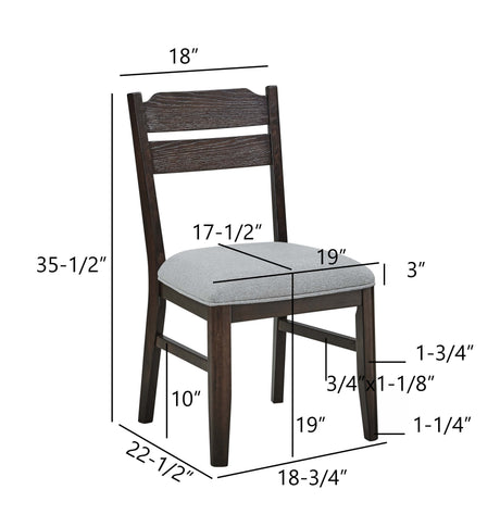 7pc Beautiful Rectangular Dining Table Dark Oak Finish Upholstered Chair Wooden Furniture Dining Room Furniture - sold by Home Elegance USA