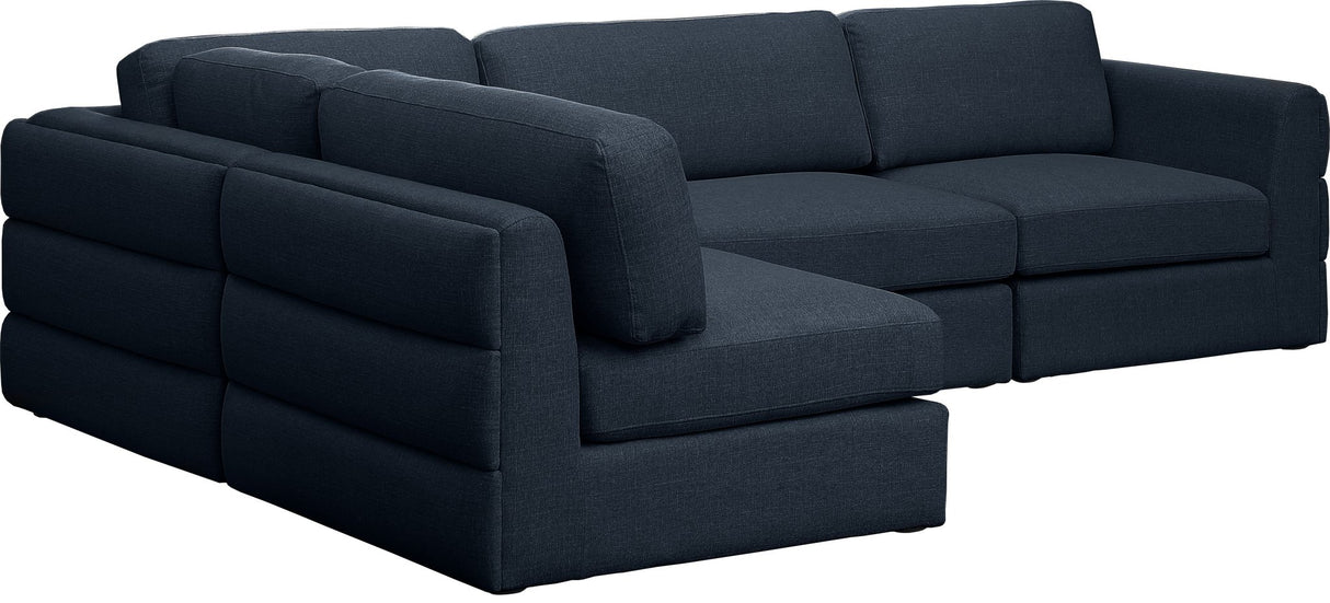 Beckham - Modular Sectional 4 Piece - Navy - Fabric | Home Elegance USA