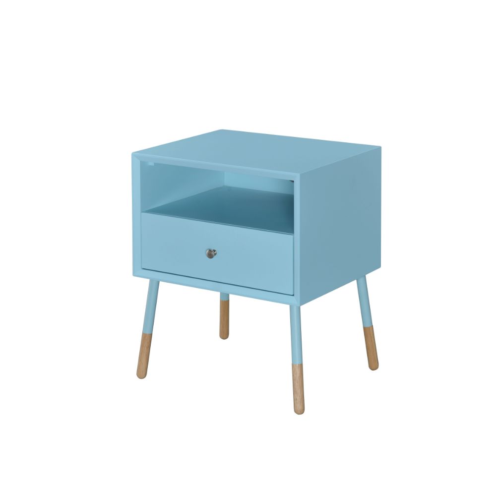 Acme - Sonria II Accent Table 84452 Light Blue & Natural Finish