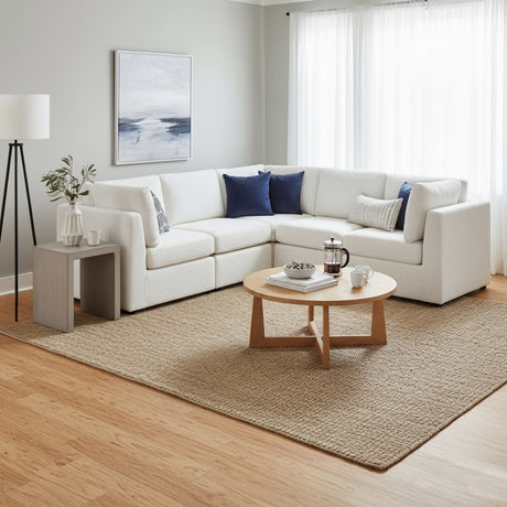 Chauncy 5-PC Sectional in Ivory with Performance Fabric, Modular Design - sold by Home Elegance USA