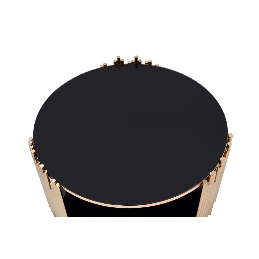 Acme - Tanquin Coffee Table 84490 Black Glass & Gold Finish