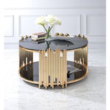 Acme - Tanquin Coffee Table 84490 Black Glass & Gold Finish