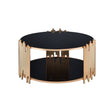 Acme - Tanquin Coffee Table 84490 Black Glass & Gold Finish