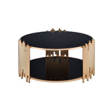 Acme - Tanquin Coffee Table 84490 Black Glass & Gold Finish