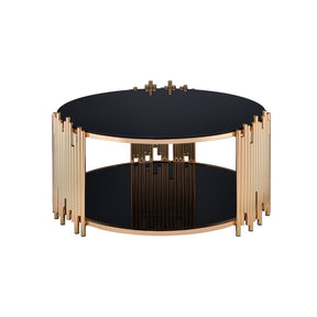 Acme - Tanquin Coffee Table 84490 Black Glass & Gold Finish