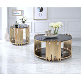 Acme - Tanquin Coffee Table 84490 Black Glass & Gold Finish