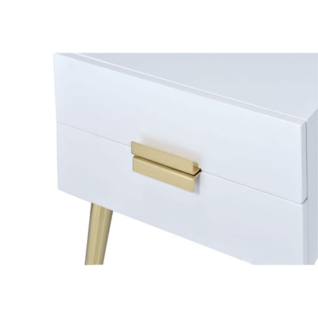 Acme - Denvor End Table 84496 White & Gold Finish