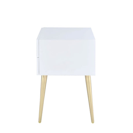 Acme - Denvor End Table 84496 White & Gold Finish