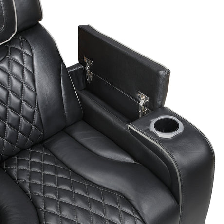 Apex Power Reclining Chair with Massage, Heat, LED Lights - Leather | Homelegance - sold by Home Elegance USA