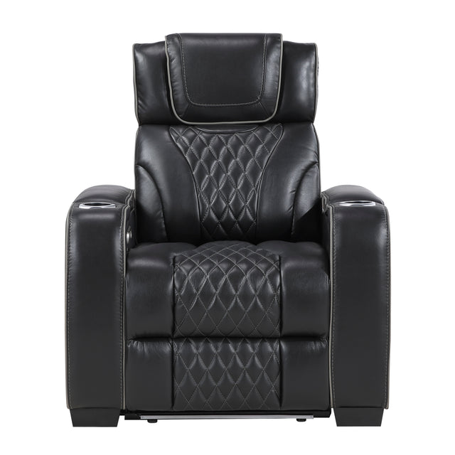 Apex Power Reclining Chair with Massage, Heat, LED Lights - Leather | Homelegance - Home Elegance USA