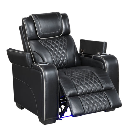 Apex Power Reclining Chair with Massage, Heat, LED Lights - Leather | Homelegance - sold by Home Elegance USA