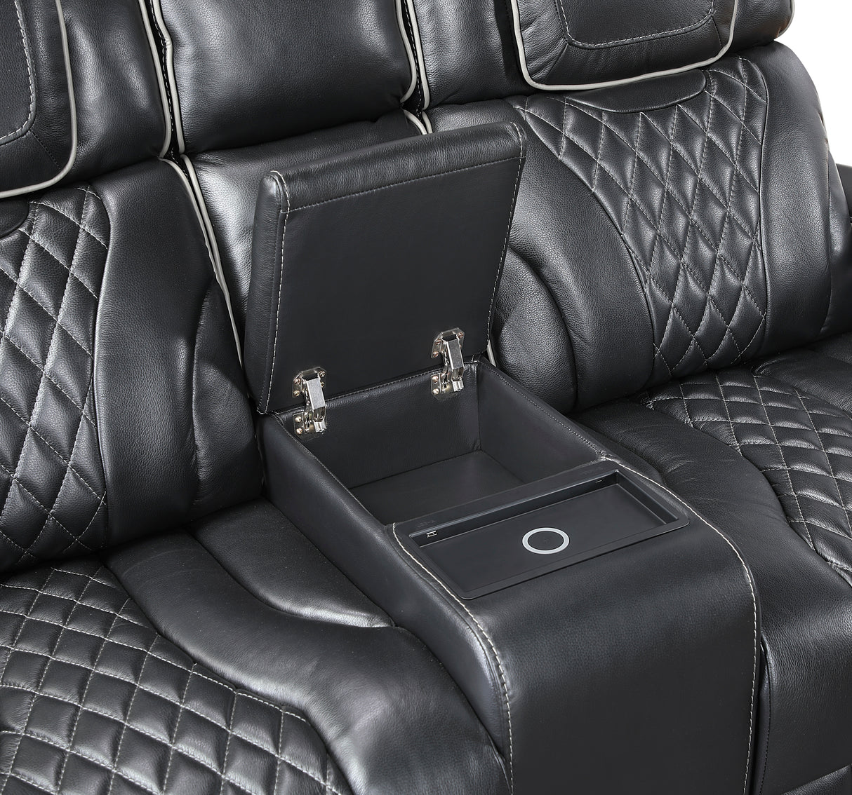 Apex Power Reclining Loveseat with Massage, Heat, LED and Console in Leather – Homelegance - Home Elegance USA