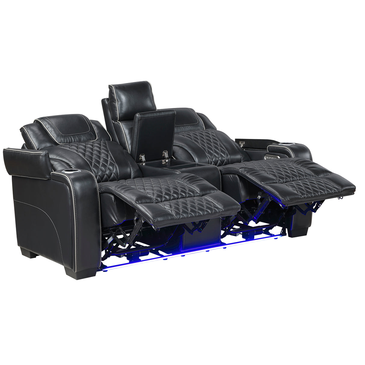 Apex Power Reclining Loveseat with Massage, Heat, LED and Console in Leather – Homelegance - Home Elegance USA