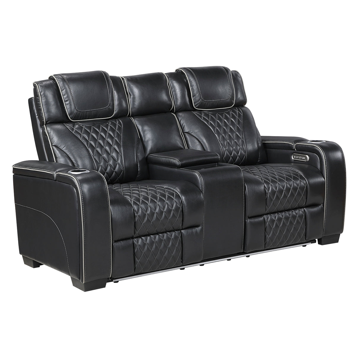 Apex Power Reclining Loveseat with Massage, Heat, LED and Console in Leather – Homelegance - Home Elegance USA