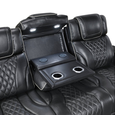 Apex Power Reclining Sofa with Massage, Heat, and LED Lights - Leather | Homelegance - sold by Home Elegance USA
