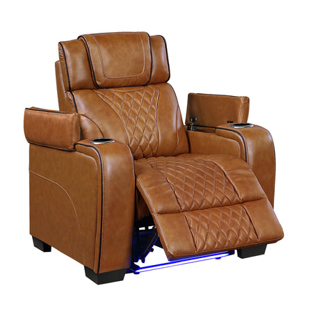 Apex Power Reclining Chair with Massage, Heat, LED Lights - Leather | Homelegance - sold by Home Elegance USA