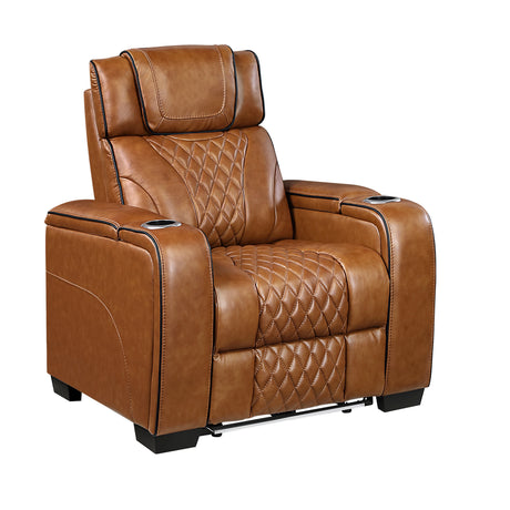 Apex Power Reclining Chair with Massage, Heat, LED Lights - Leather | Homelegance - sold by Home Elegance USA