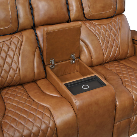 Apex Power Reclining Loveseat with Massage, Heat, LED and Console - Leather | Homelegance - sold by Home Elegance USA