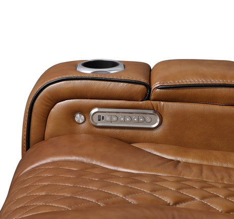 Apex Power Reclining Loveseat with Massage, Heat, LED and Console - Leather | Homelegance - sold by Home Elegance USA