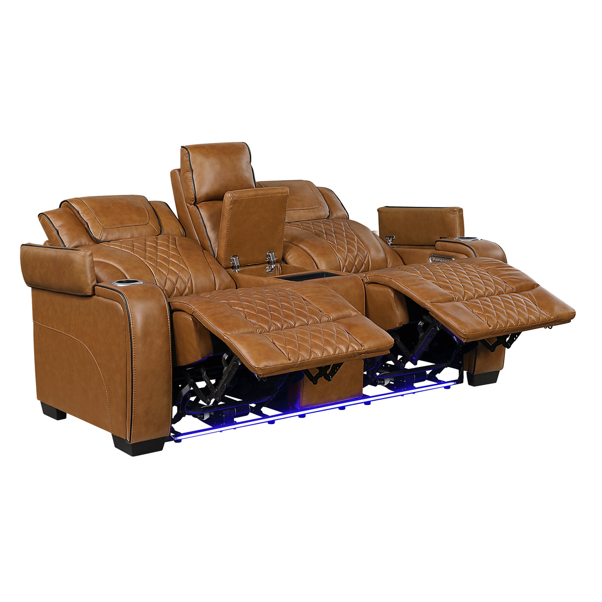 Apex Power Reclining Loveseat with Massage, Heat, LED and Console in Leather – Homelegance - Home Elegance USA