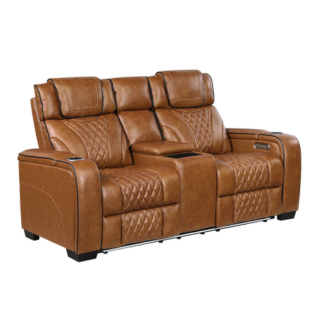 Apex Power Reclining Loveseat with Massage, Heat, LED and Console - Leather | Homelegance - sold by Home Elegance USA