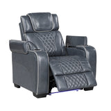Apex Power Reclining Chair with Massage, Heat, LED Lights - Leather | Homelegance - Home Elegance USA