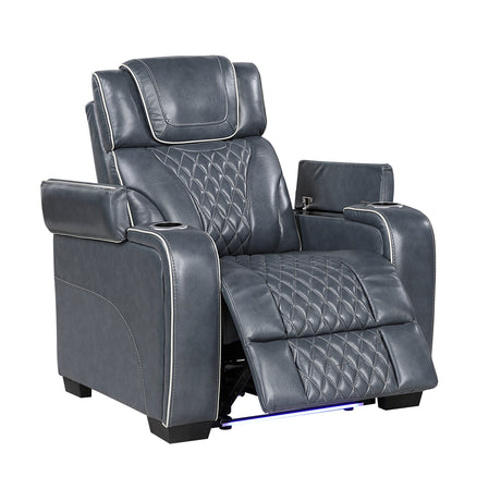 Apex Power Reclining Chair with Massage, Heat, LED Lights - Leather | Homelegance - sold by Home Elegance USA
