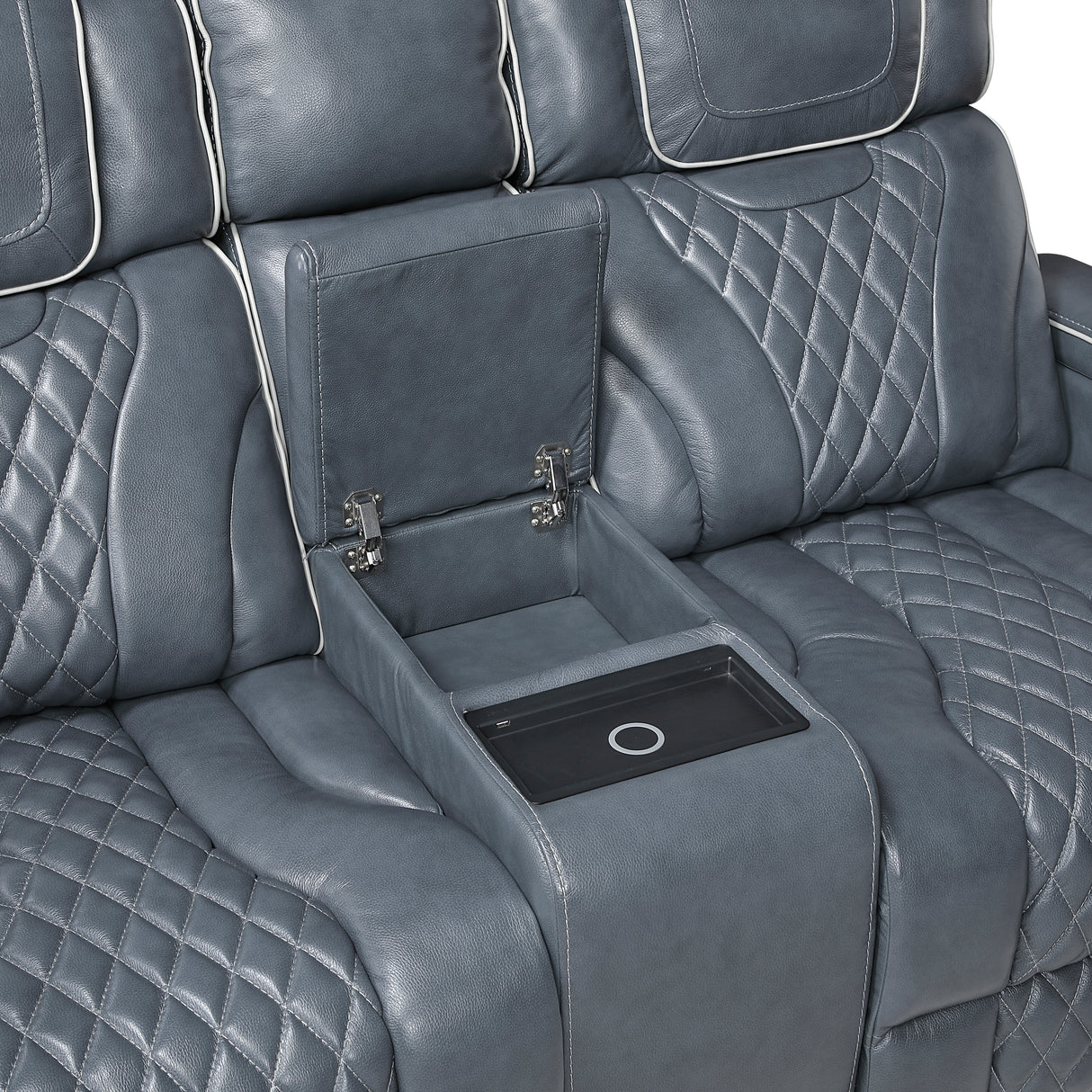 Apex Power Reclining Loveseat with Massage, Heat, LED and Console in Leather – Homelegance - Home Elegance USA