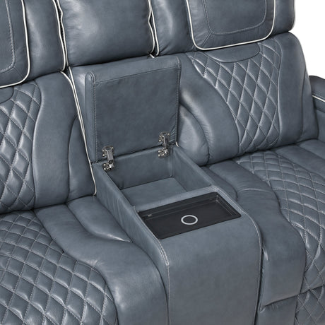 Apex Power Reclining Loveseat with Massage, Heat, LED and Console - Leather | Homelegance - sold by Home Elegance USA