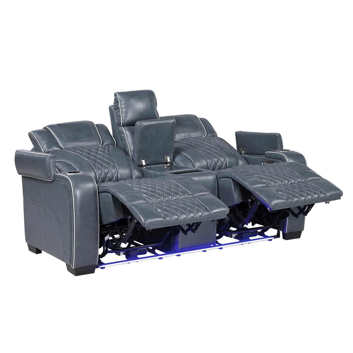 Apex Power Reclining Loveseat with Massage, Heat, LED and Console in Leather – Homelegance - Home Elegance USA