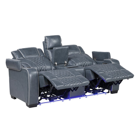 Apex Power Reclining Loveseat with Massage, Heat, LED and Console - Leather | Homelegance - sold by Home Elegance USA