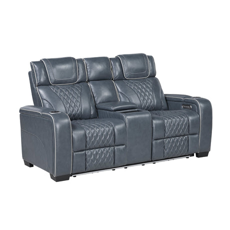 Apex Power Reclining Loveseat with Massage, Heat, LED and Console - Leather | Homelegance - sold by Home Elegance USA
