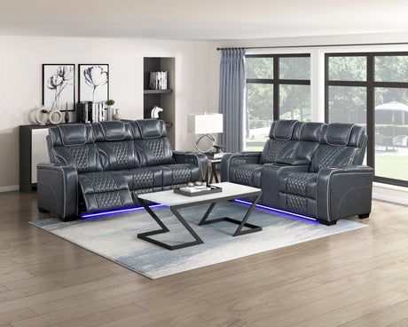 Apex Power Reclining Loveseat with Massage, Heat, LED and Console - Leather | Homelegance - sold by Home Elegance USA