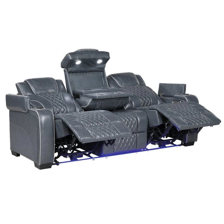 Apex Power Reclining Sofa with Massage, Heat, and LED Lights - Leather | Homelegance - sold by Home Elegance USA