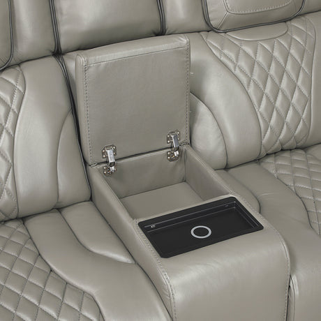 Apex Power Reclining Loveseat with Massage, Heat, LED and Console - Leather | Homelegance - sold by Home Elegance USA